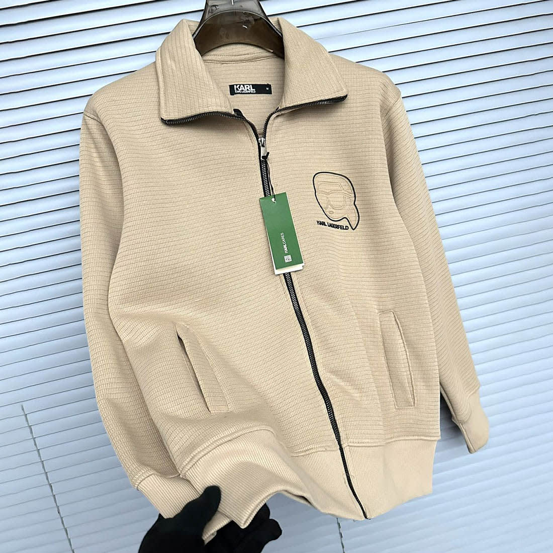 Karl Lagerfeld Cream Brown Hoodie Zipper-1