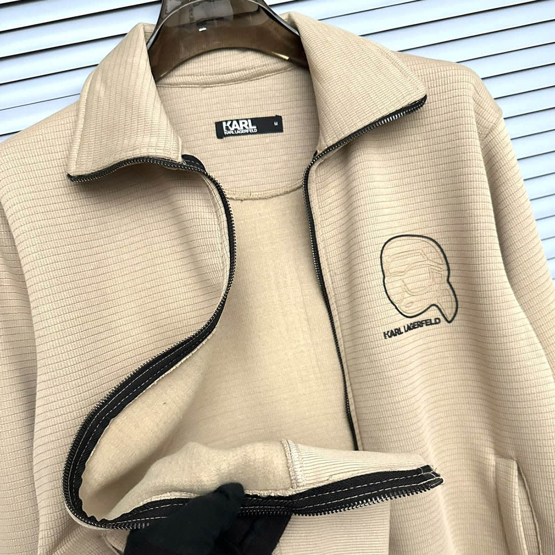 Karl Lagerfeld Cream Brown Hoodie Zipper-2