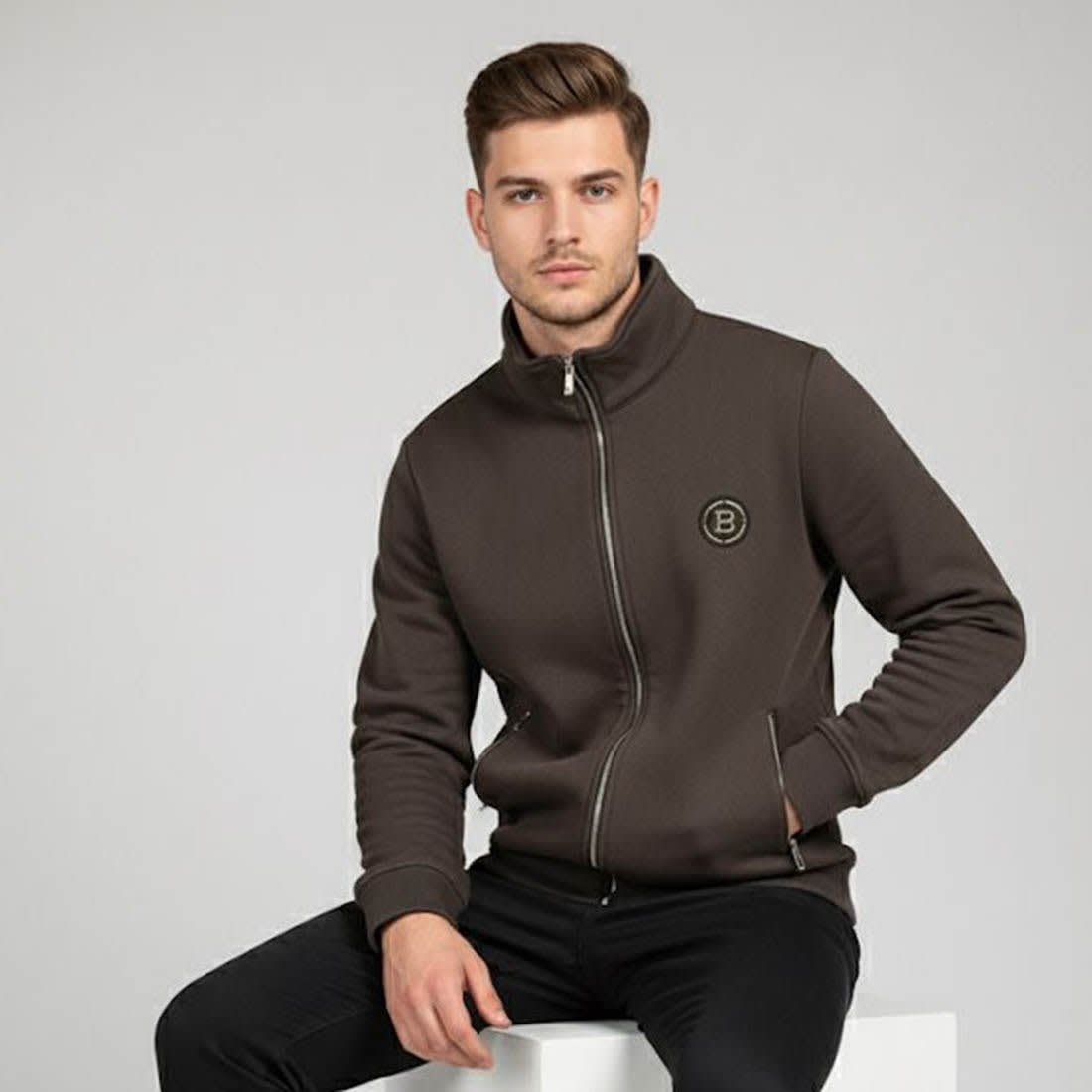 Balmain Dark Brown Premium Quality Zipper-1