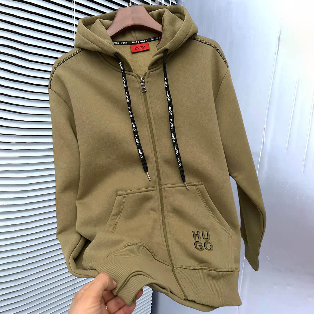 Hugo Brown Embroidered Regular Fit Hoodie-2