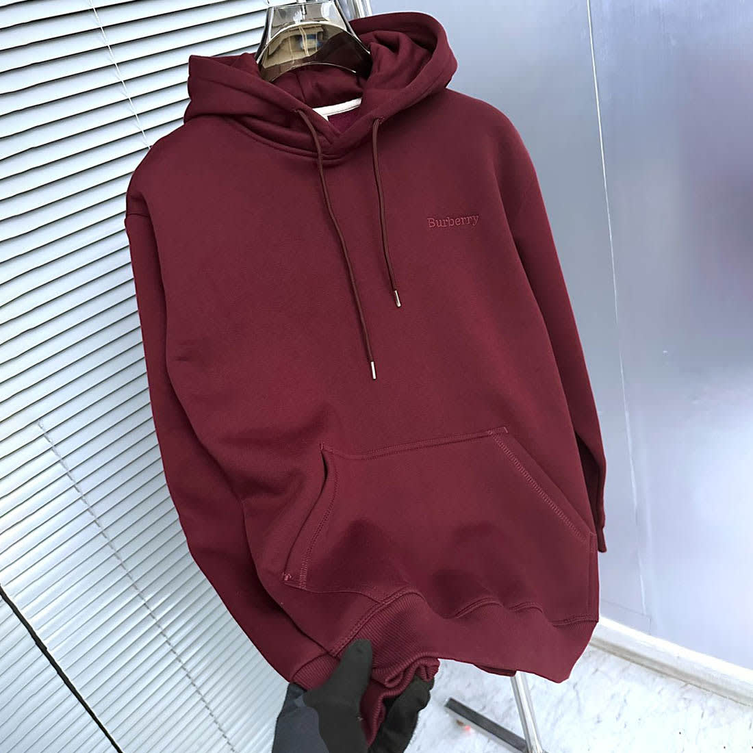 Burberry Red Embroidery Logo Hoodie-2