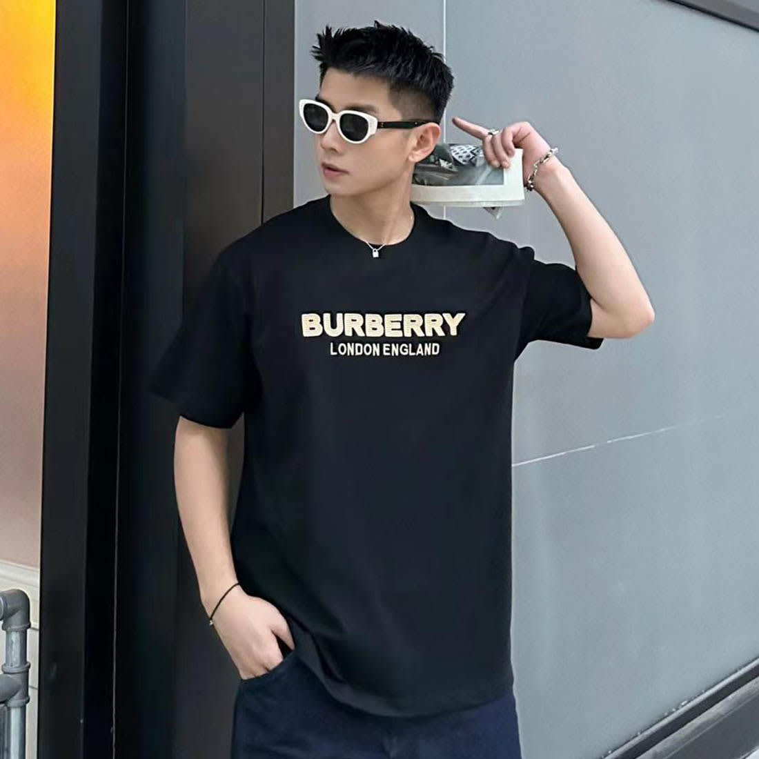 Burberry Baggy Fit Black Premium Polo T-shirt-1
