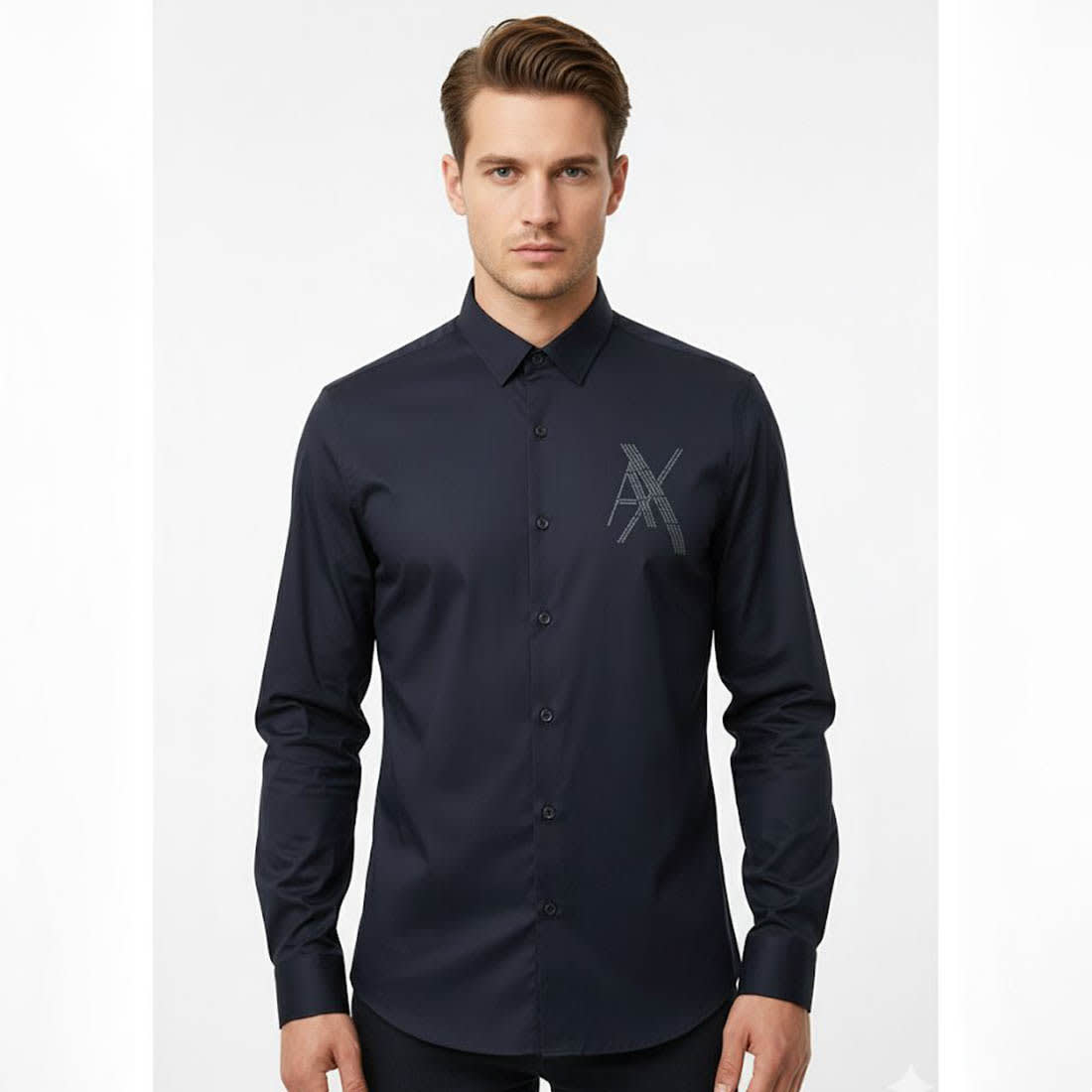 Armani Exchange Navy Blue Cotton Shirt-0