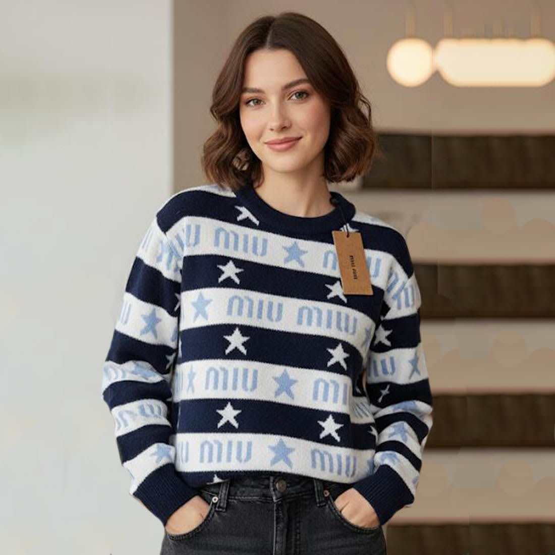 Miu Miu Navy Blue Premium Quality Sweater-1