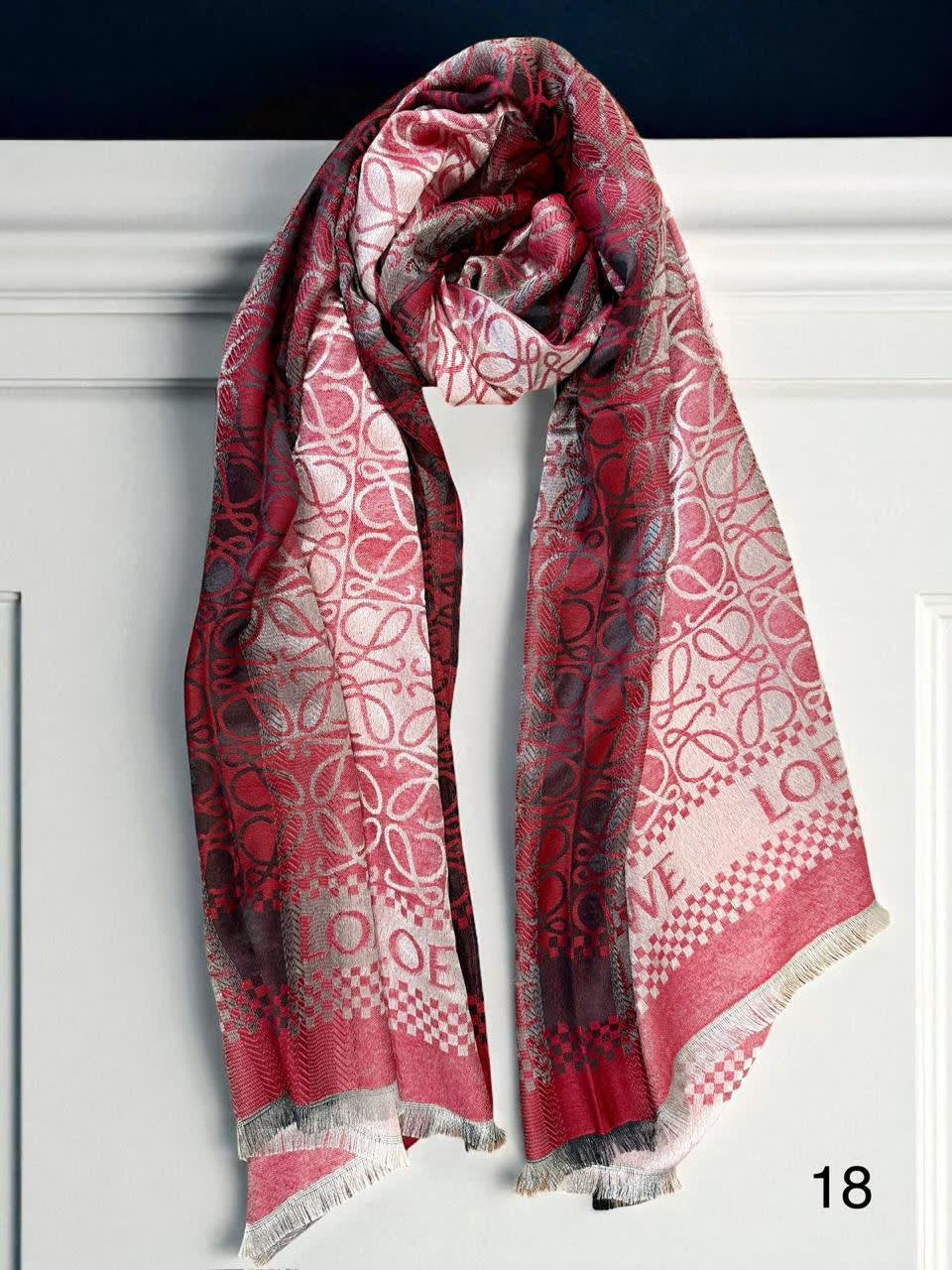 Loewe Anagram Red Woollen Stole-0