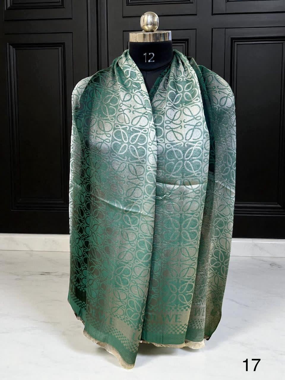 Loewe Anagram Green Woollen Stole-1