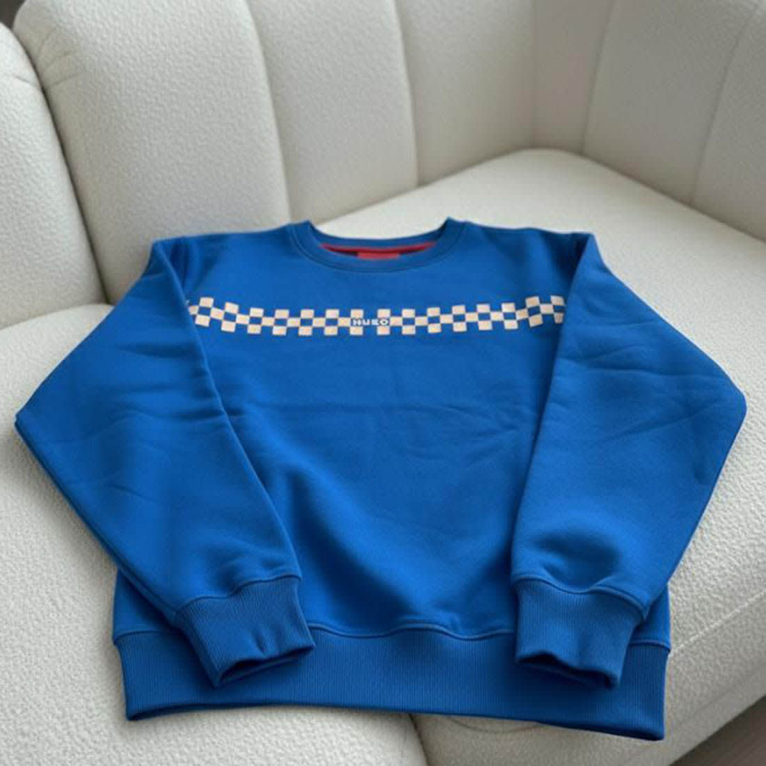 Boss Embroidery Blue cotton Sweatshirt-1