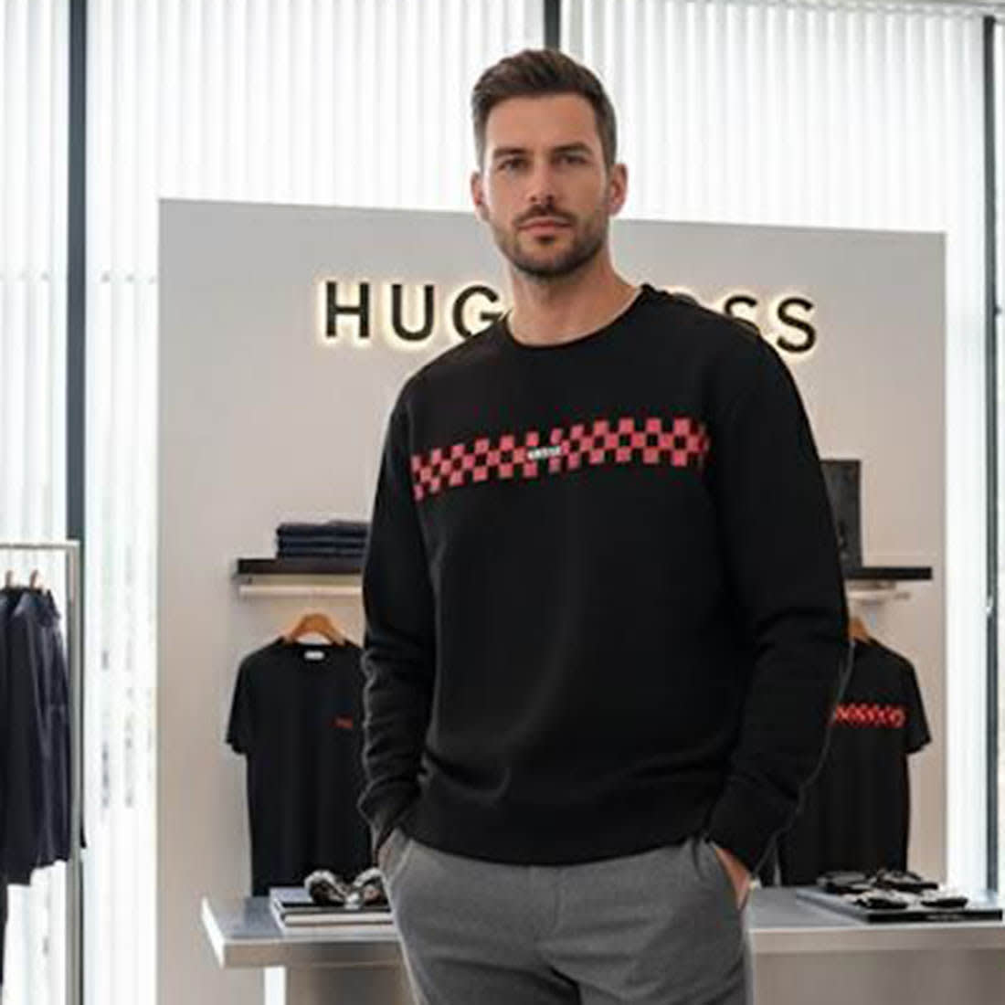 Boss Embroidery Black cotton Sweatshirt-0