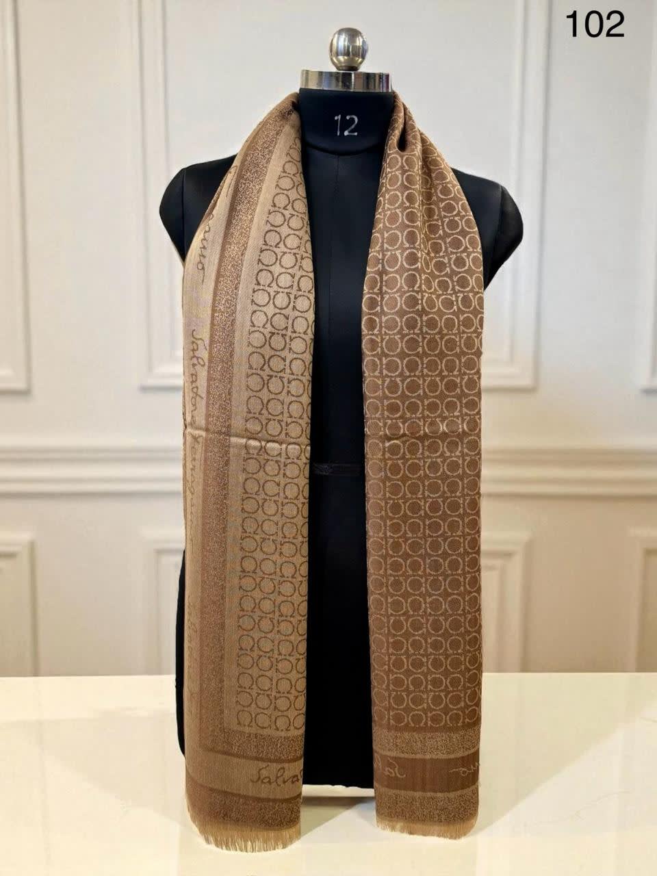 Salvatore Ferragamo Brown Premium Quality Woollen Stole-0