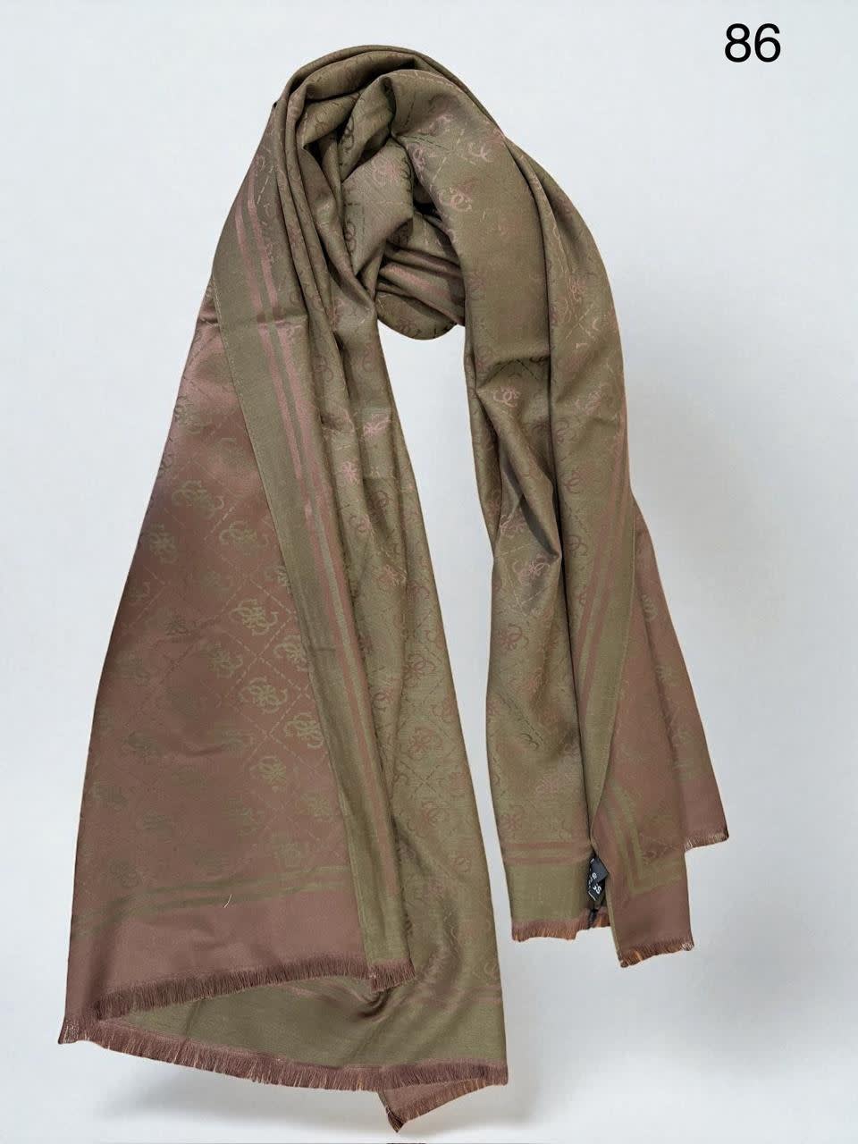 Guess Semi Dark Brown Reversible Wool Blend Stole-2