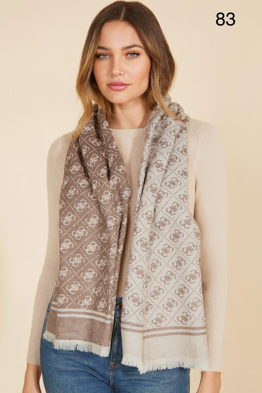 Guess Semi Light Brown Reversible Wool Blend Stole-0
