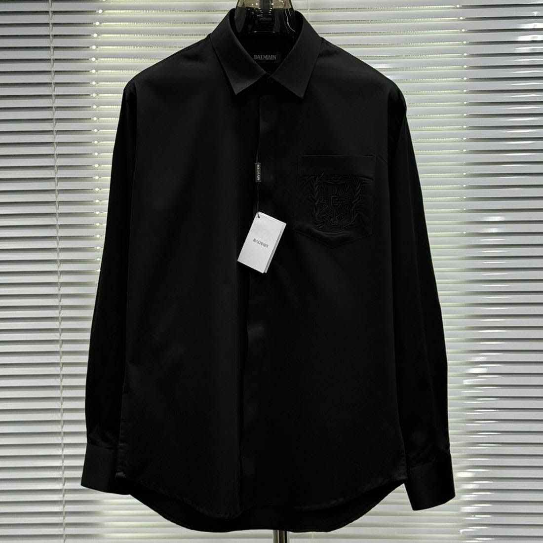 Balmain Embroidered Black Premium Cotton Shirt-0