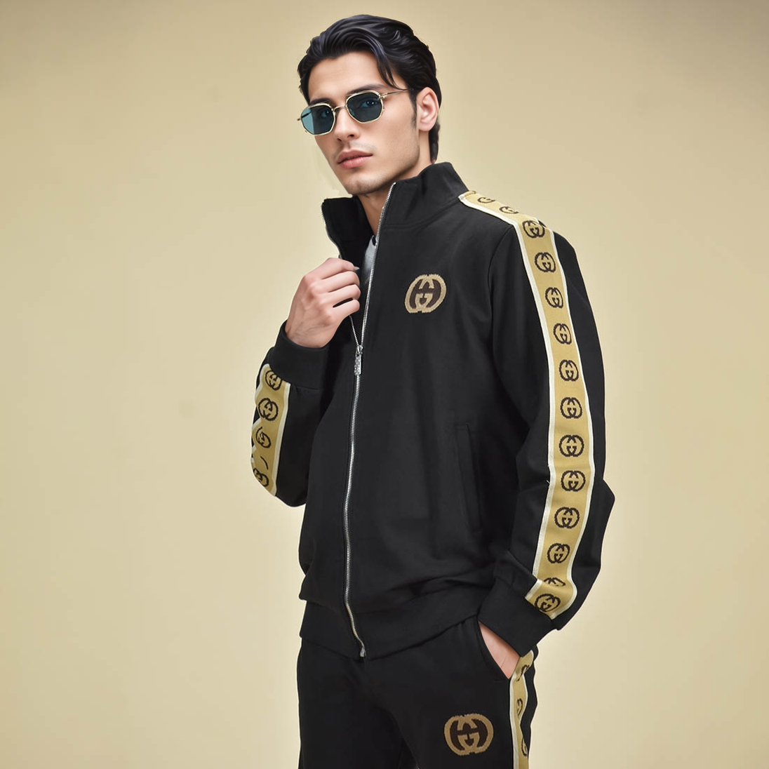 Gucci Golden and Black Premium Quality Track Suit-4