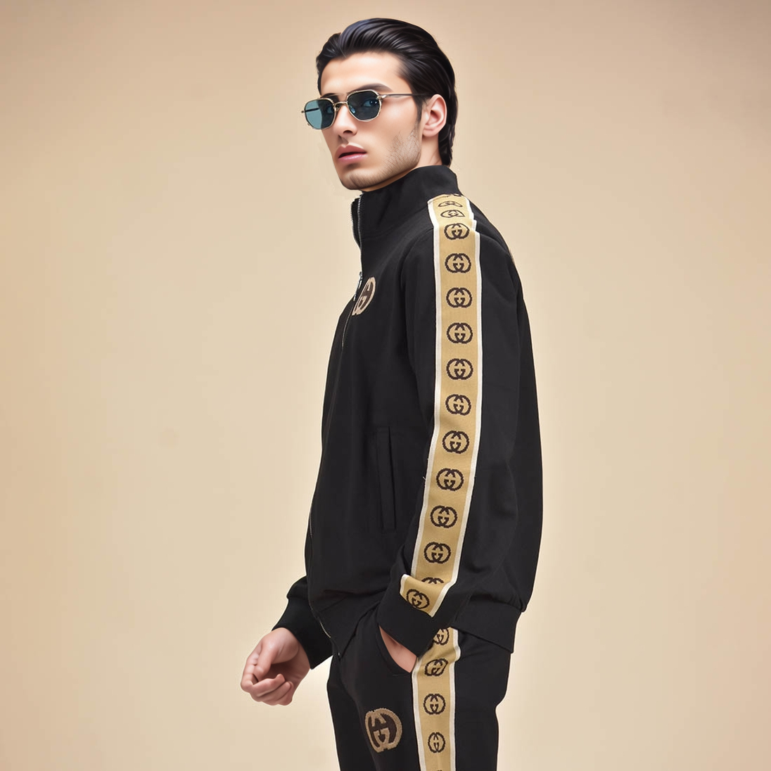 Gucci Golden and Black Premium Quality Track Suit-5