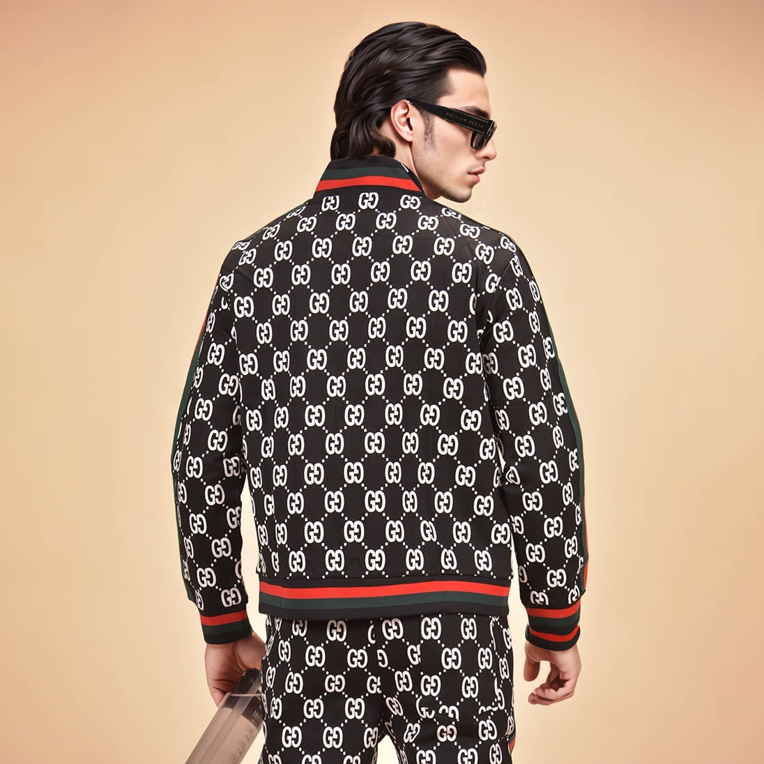 Gucci GG Jacquard Black Premium Cotton Tracksuit-6