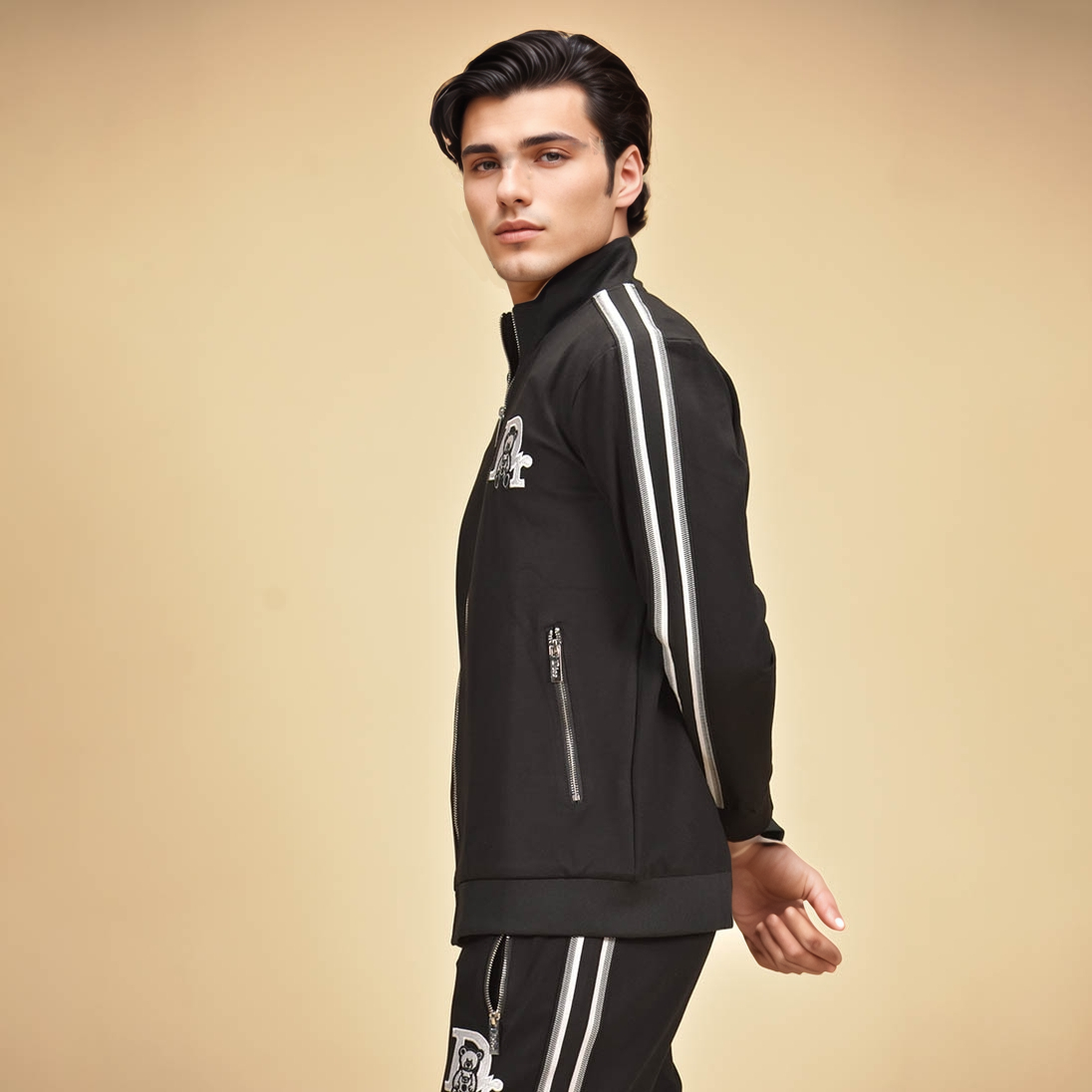 Dior Bear Embroidered Black Premium Tracksuit-5