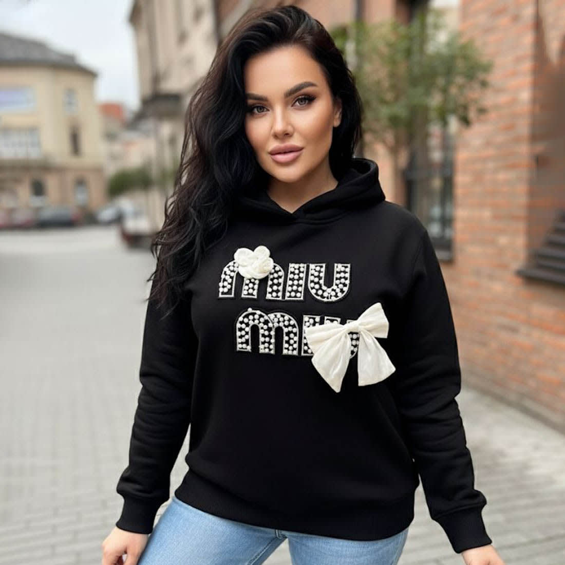 Miu Miu Black Embroidered Women Hoodie-1