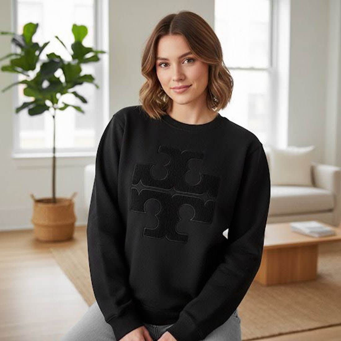 Tory Burch Black Embroidered Women Sweatshirt-0