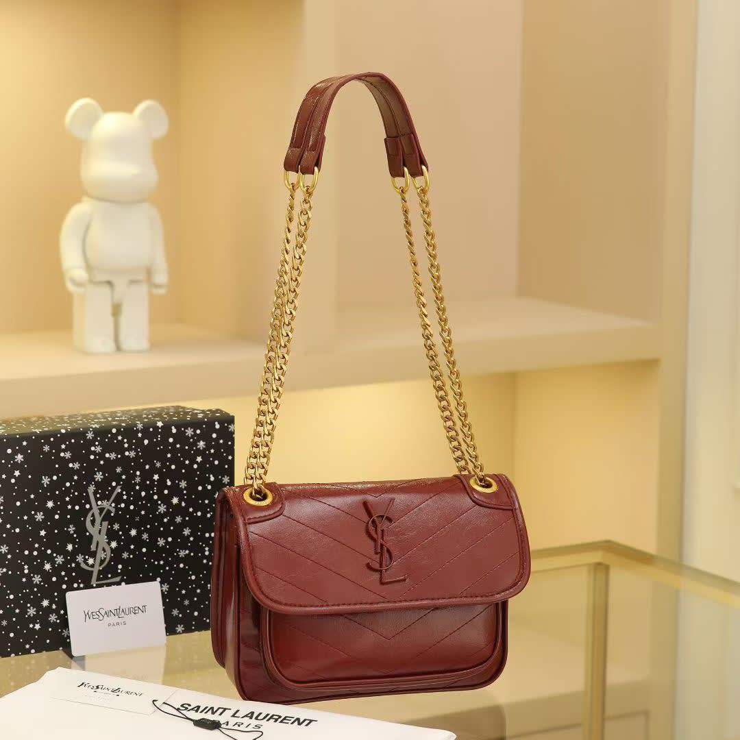 Ysl Lou Lou Puffer Maroon Sling Bag-0