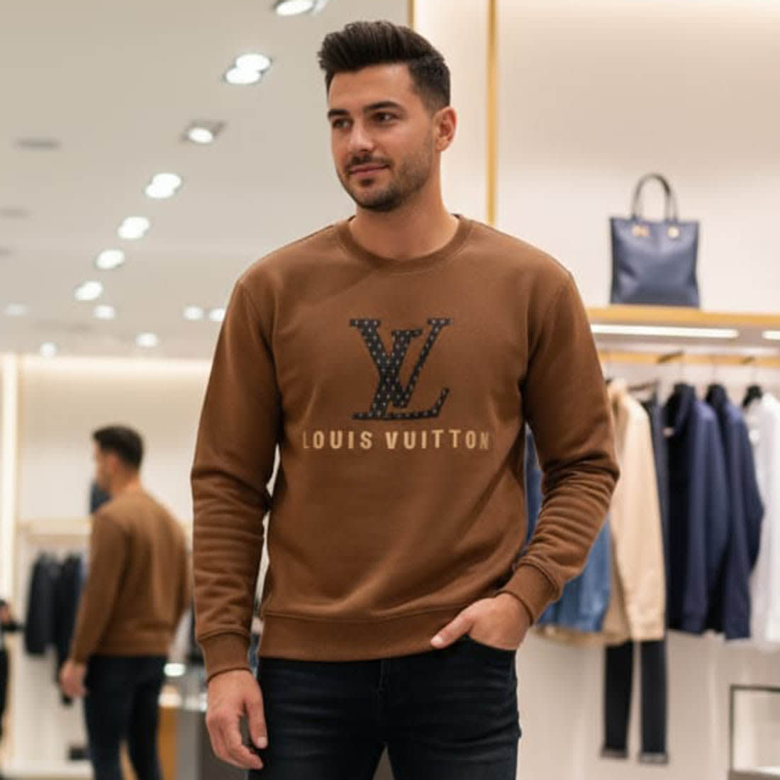 Louis Vuitton Brown Premium Quality Sweatshirt-0