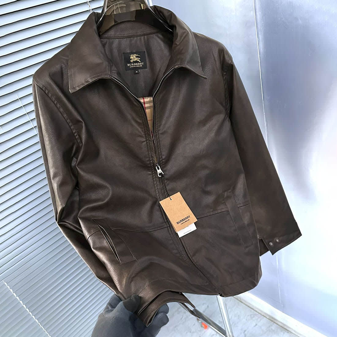 Burberry Dark Brown Leather Premium Quality Jacket-7