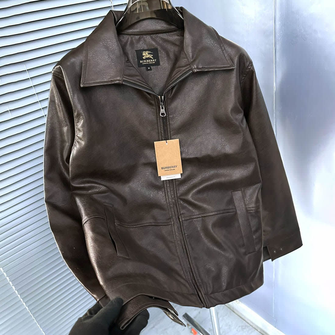 Burberry Dark Brown Leather Premium Quality Jacket-3