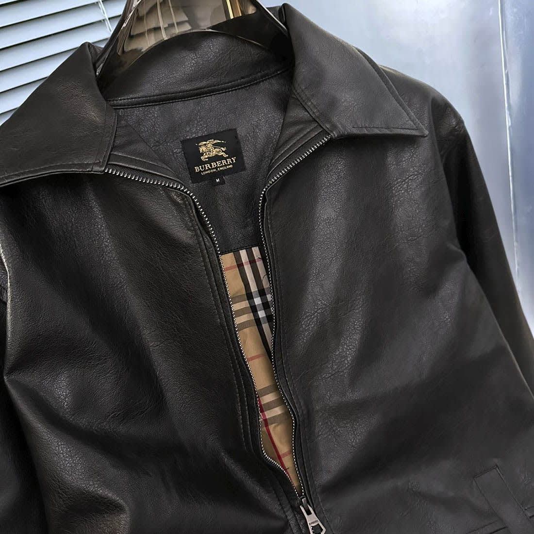 Burberry Black Leather Premium Quality Jacket-5