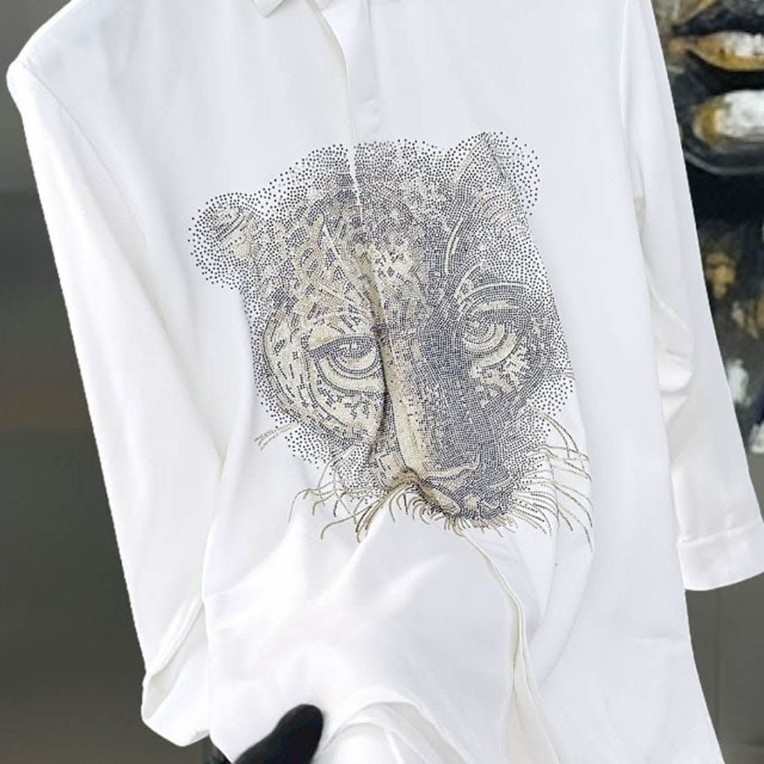 Gucci Leopard Print White Premium Quality Cotton Shirt-3