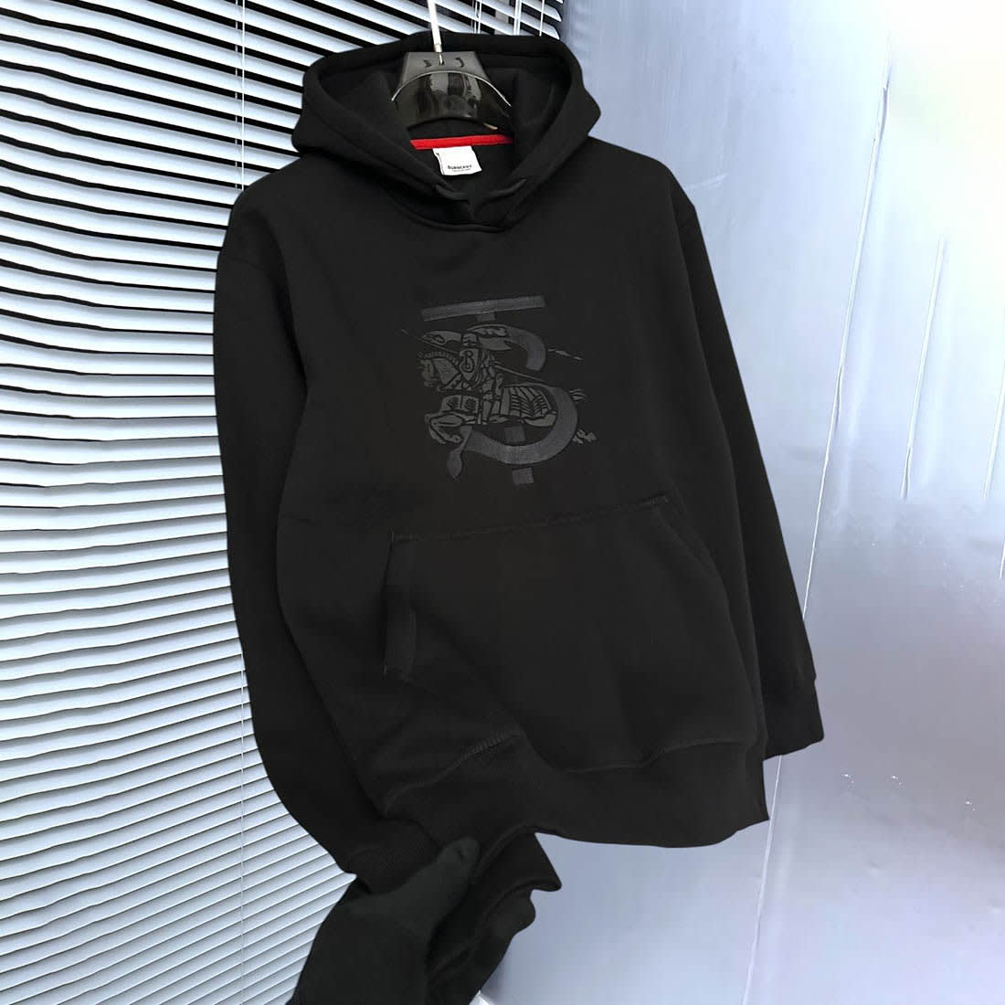 Burberry Black Embroidery Logo Hoodie-2