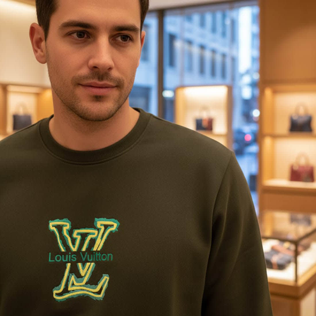 Louis Vuitton Green Premium Quality Sweatshirt-2