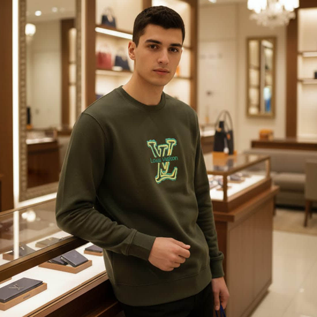 Louis Vuitton Green Premium Quality Sweatshirt-0