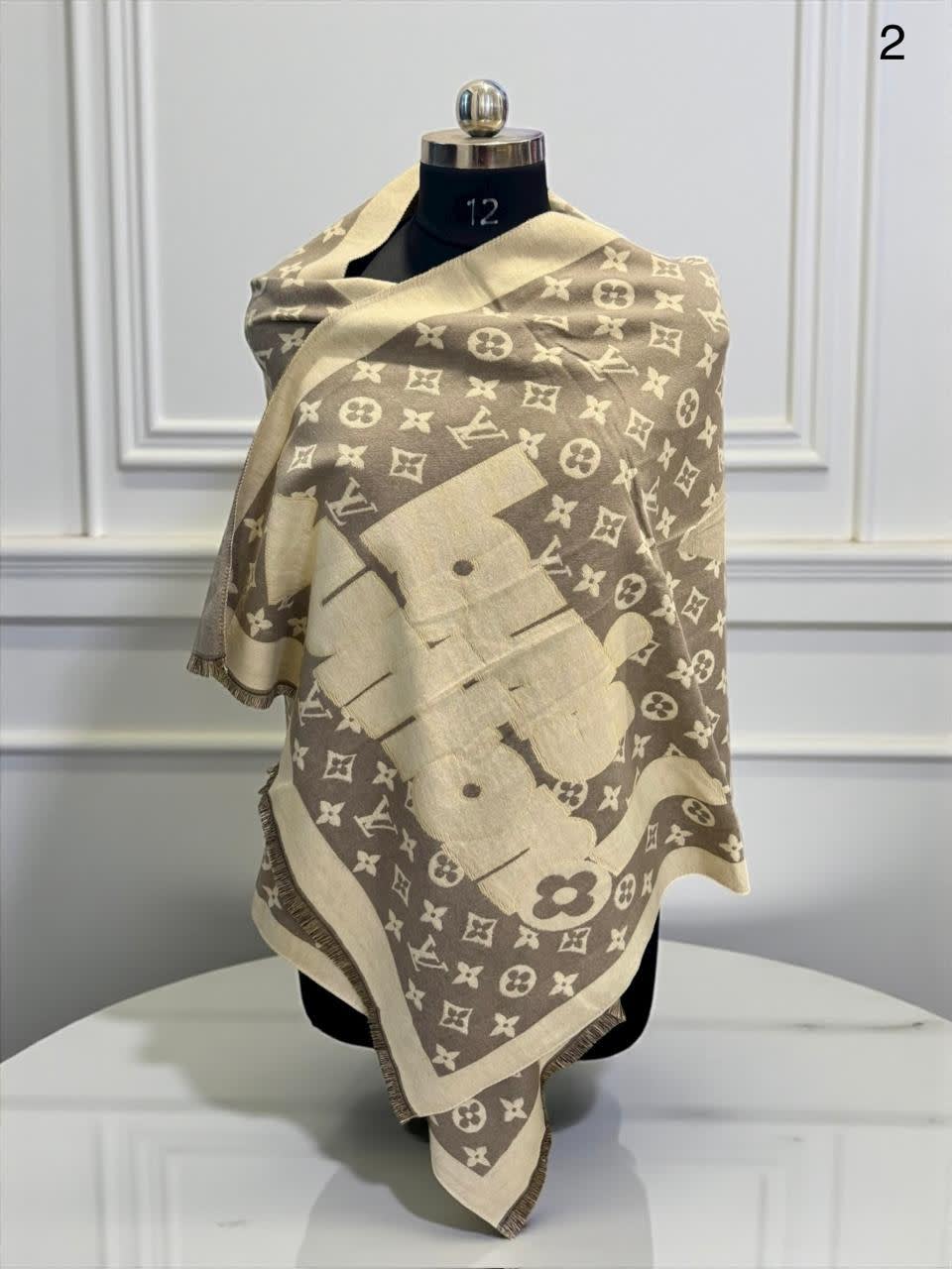 Louis Vuitton Grey Cashmere Wool Blend Scarf-0