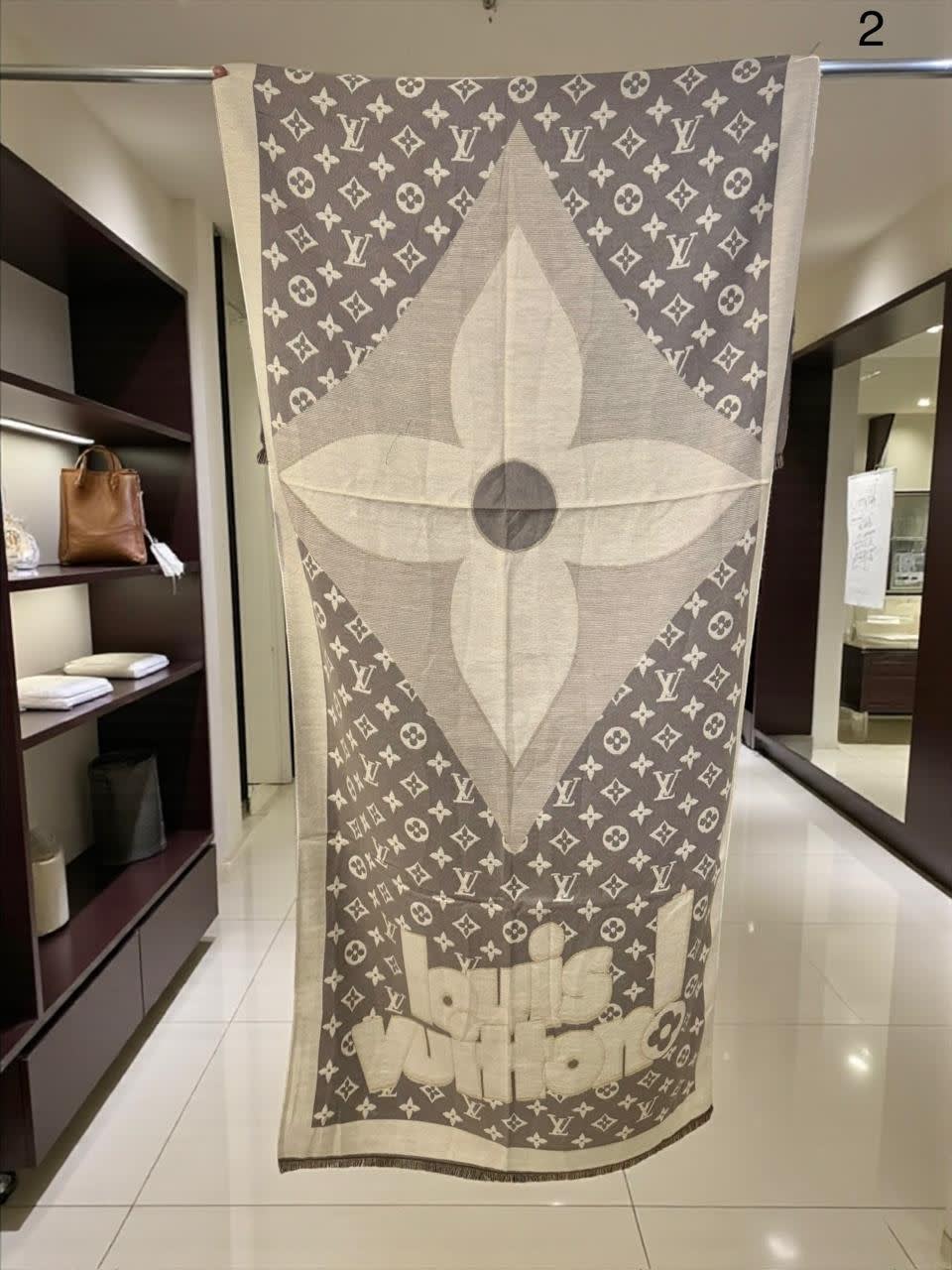 Louis Vuitton Grey Cashmere Wool Blend Scarf-1