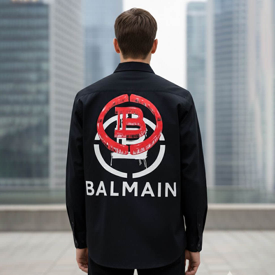 Balmain Embroidered Black Premium Cotton Shirt-1