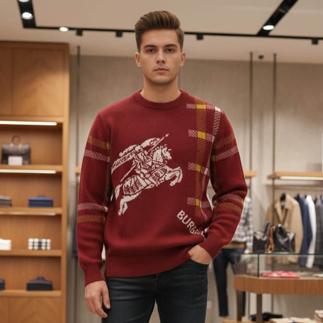 Burberry Wine Authentic Quality Pullover-1