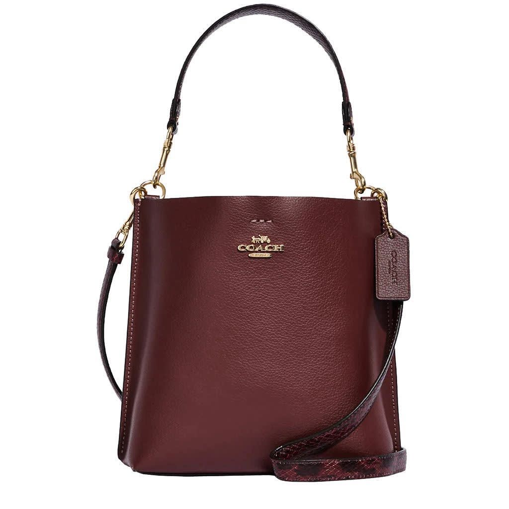 Coach Mollie Solid Shades Bucket Wine Handbag-0