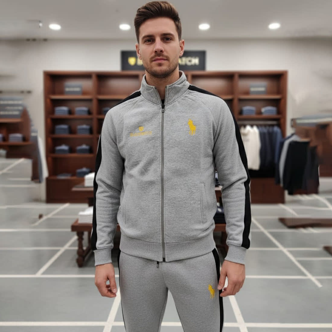 Ralph Lauren Grey Premium Tracksuit-1