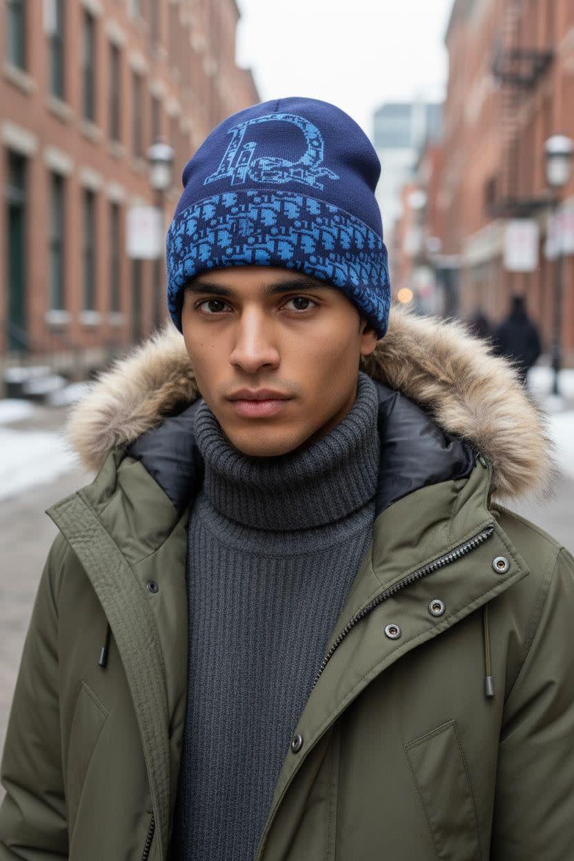 Dior Monogram Blue Premium Edition Cashmere Beanie-0