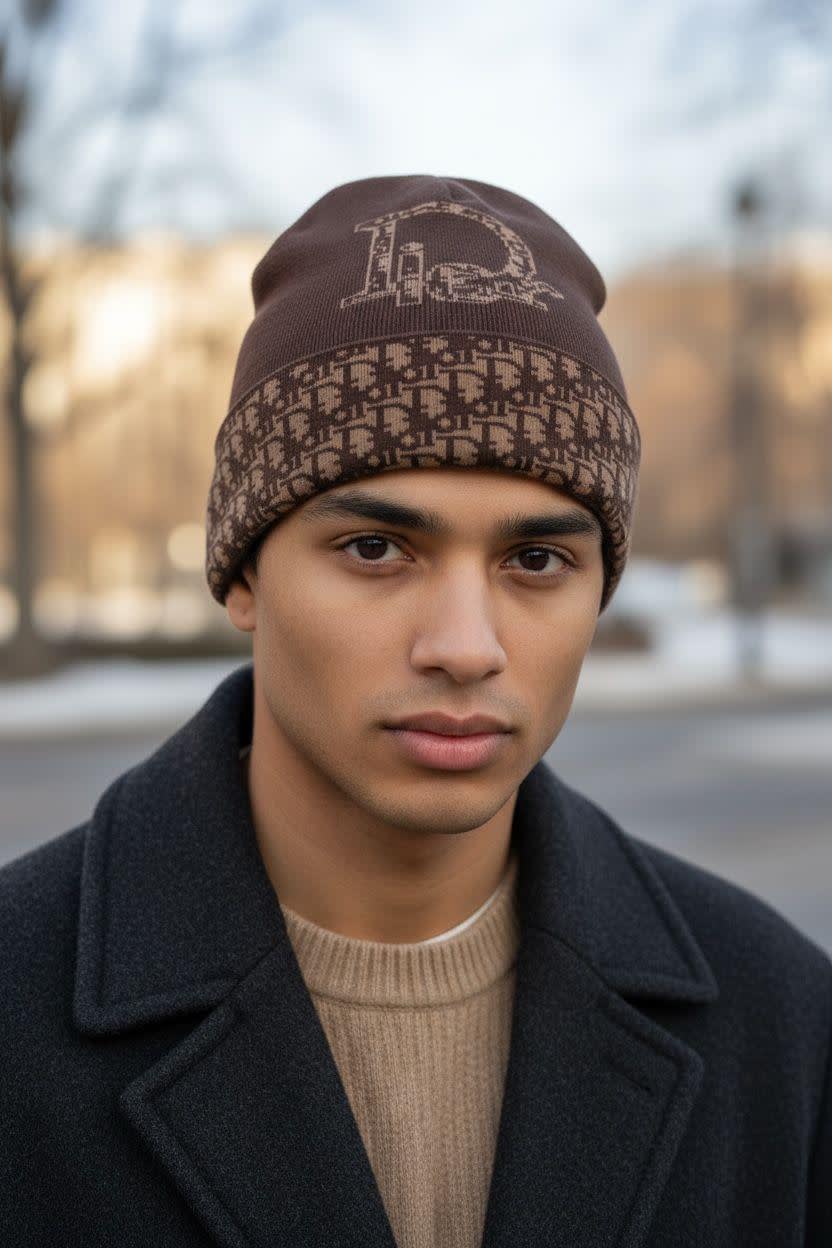 Dior Monogram Brown Premium Edition Cashmere Beanie-0
