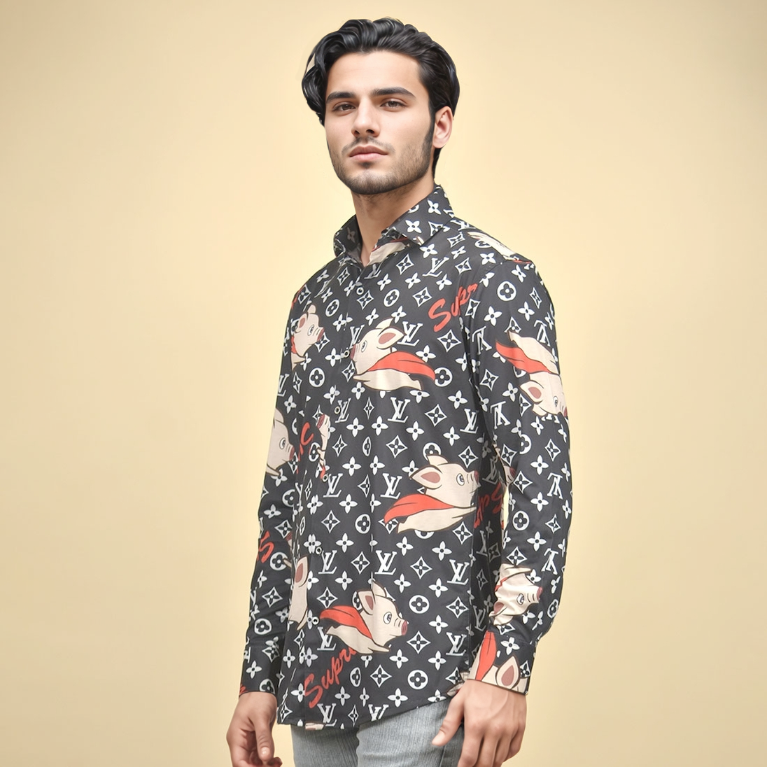 Louis Vuitton Monogram Black Premium Luxury Shirt-0
