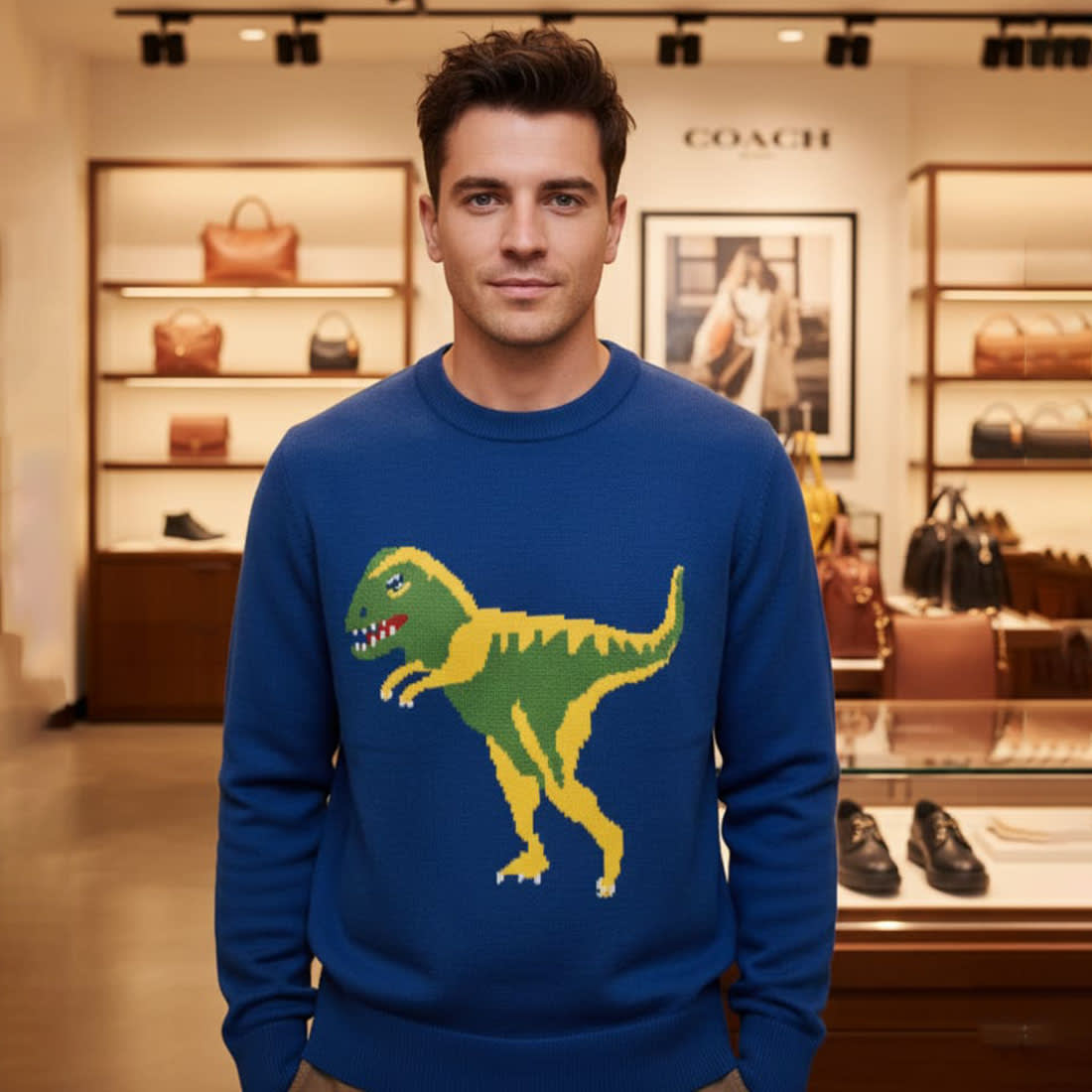 Coach Blue Dinosaure Print Pullover-0