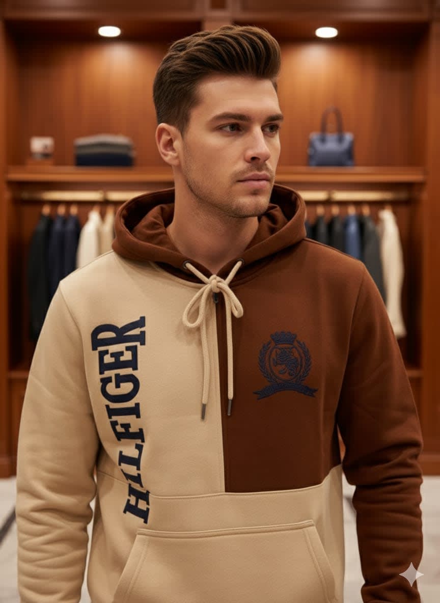 Tommy Hilfiger Cream & Brown Premium Quality Hoodie-3