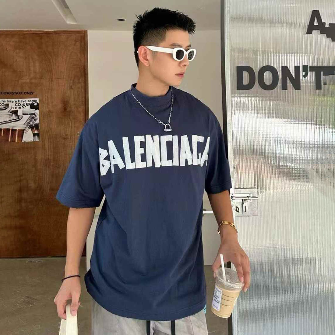 Balenciaga Blue Premium Quality Baggy Fit T-shirt-2