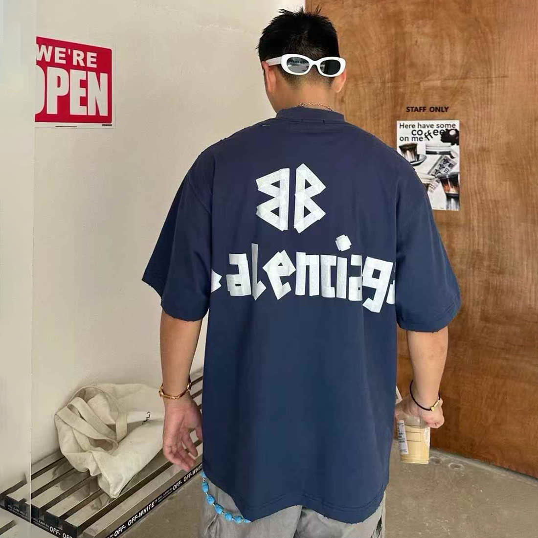 Balenciaga Blue Premium Quality Baggy Fit T-shirt-1