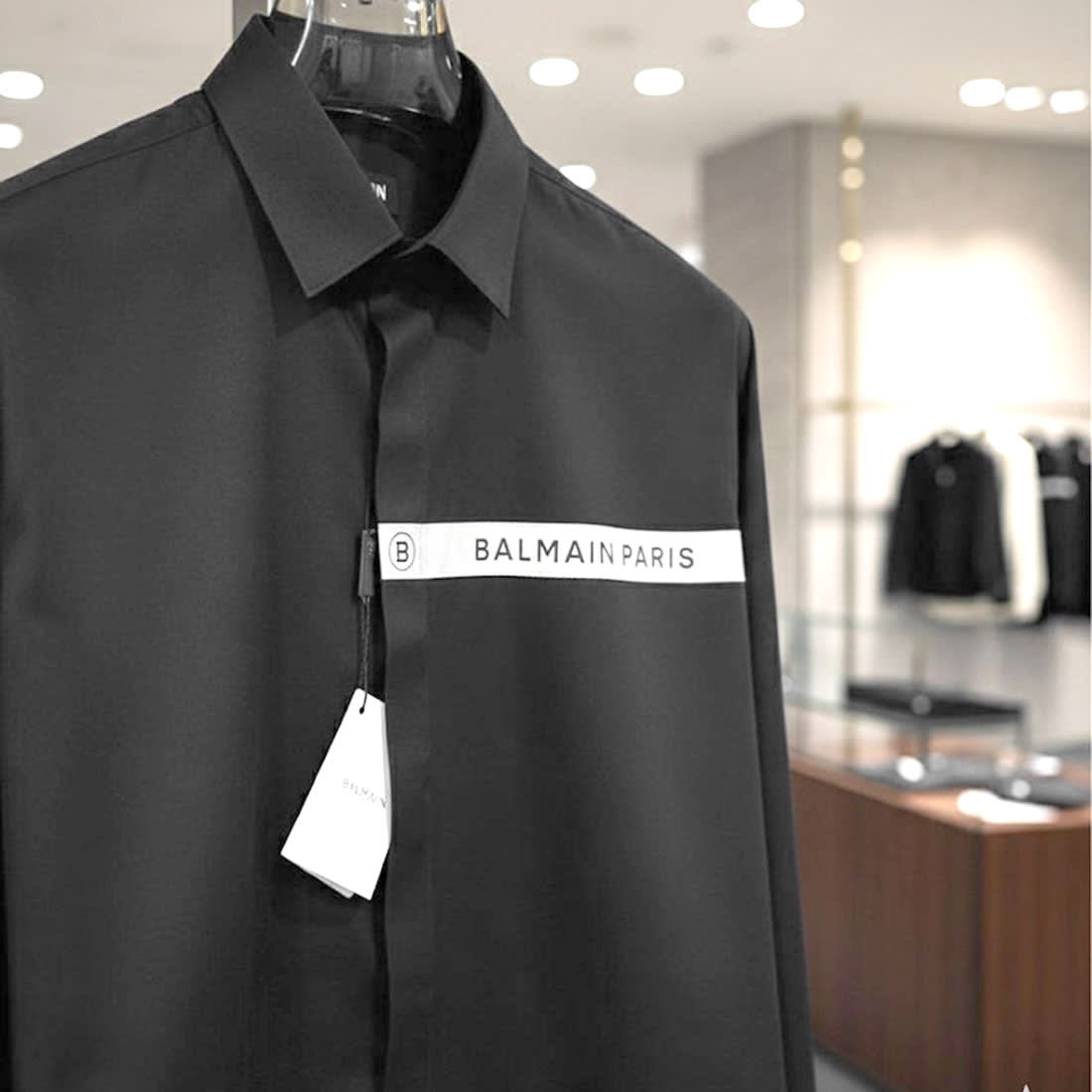 Balmain Embroidered Black Premium Cotton Shirt-1