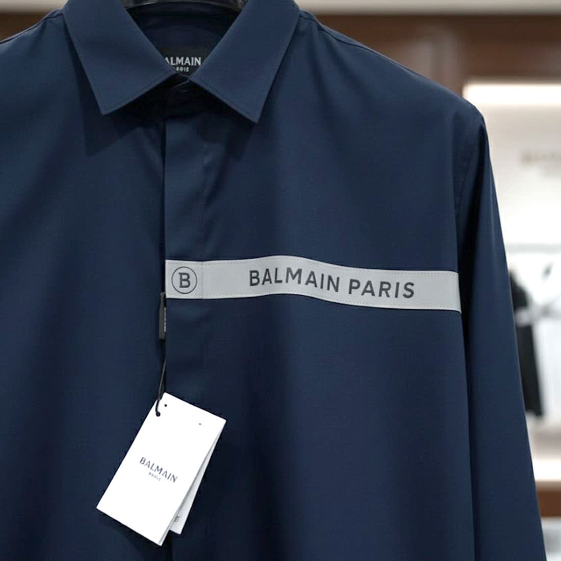 Balmain Embroidered Blue Premium Cotton Shirt-1