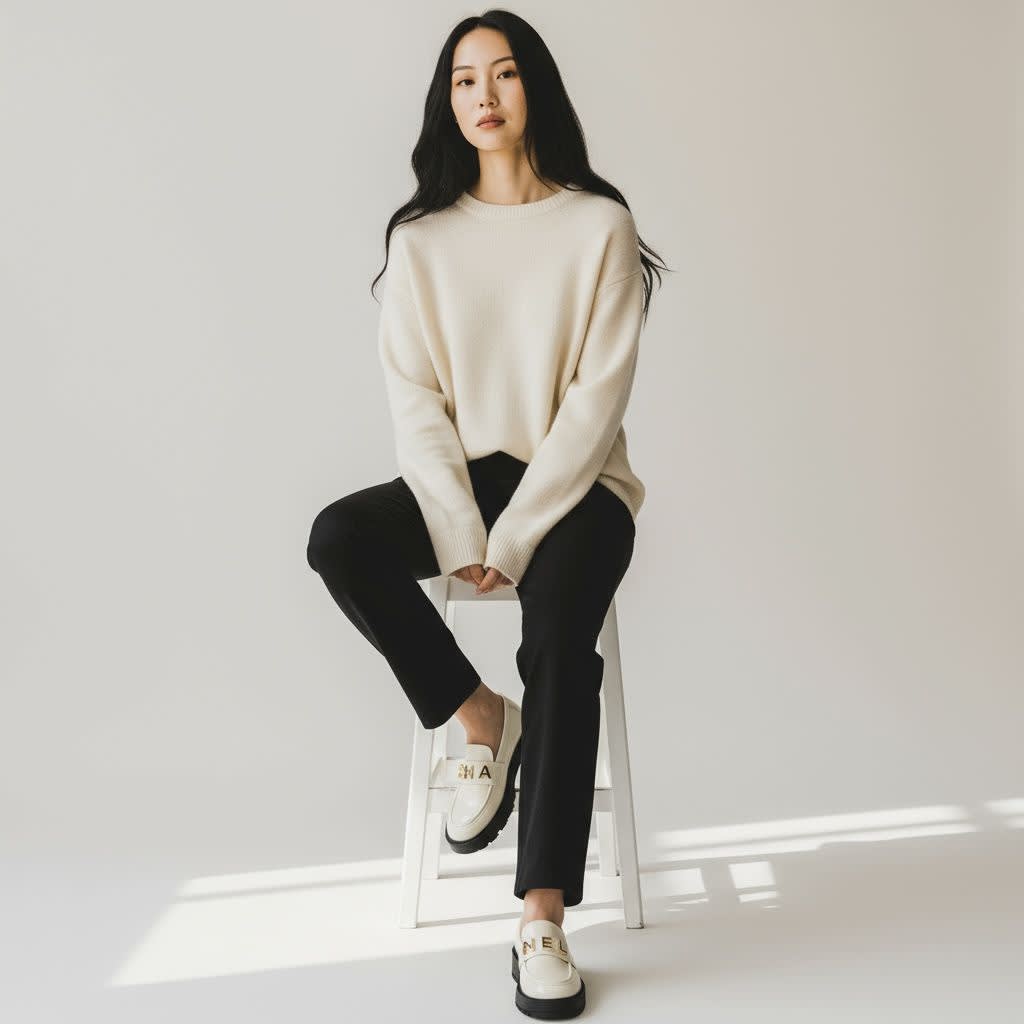 Chanel White Winter Premium Korean Loafer-1