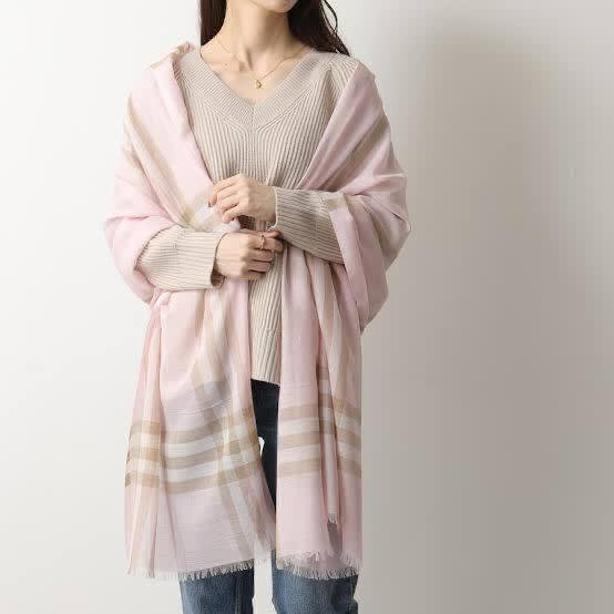 Burberry Check Cashmere Light Pink Stole-0