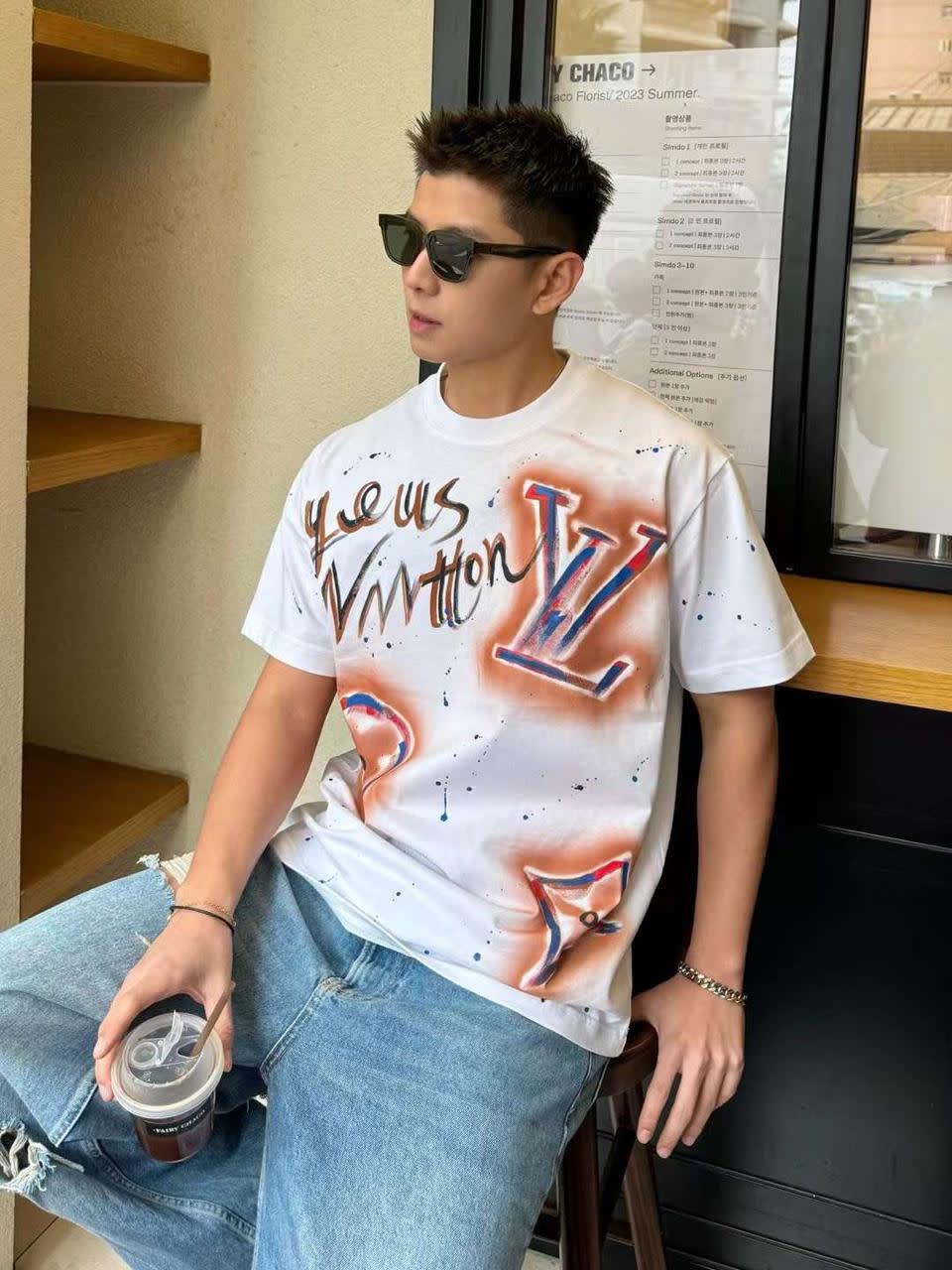 Louis Vuitton White Embroidery Logo Premium Baggy Fit T-shirt-5