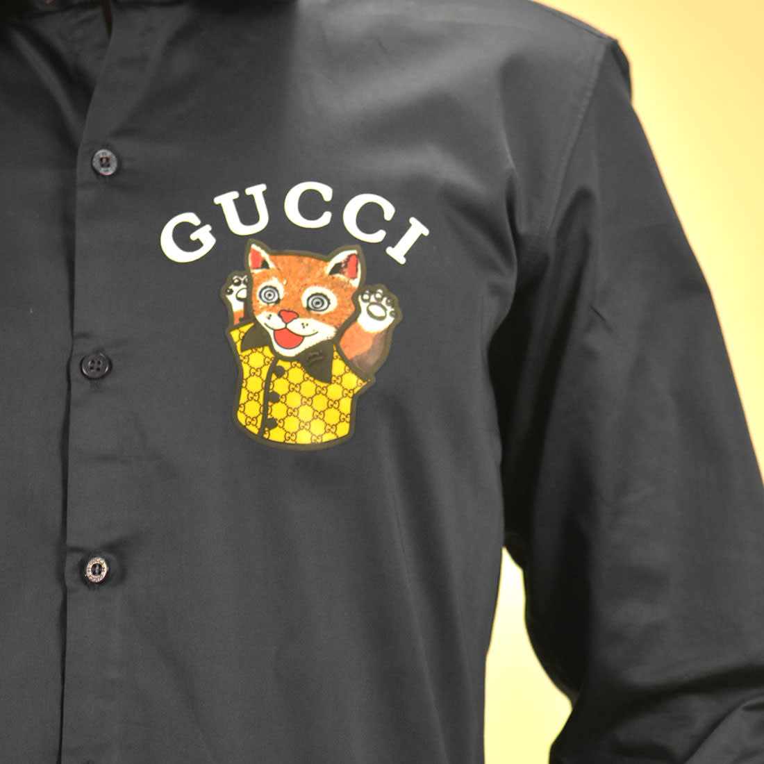 Gucci Cat Print Black Premium Shirt-4